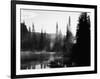 Sunbeam and Trees Reflecting in Lake, Mount Rainier National Park, Washington, USA-Adam Jones-Framed Photographic Print