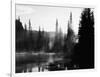 Sunbeam and Trees Reflecting in Lake, Mount Rainier National Park, Washington, USA-Adam Jones-Framed Photographic Print