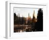 Sunbeam and Trees Reflecting in Lake, Mount Rainier National Park, Washington, USA-Adam Jones-Framed Photographic Print