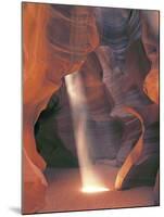 Sunbeam Illuminates Sandy Floor and Sandstone Walls of a Slot Canyon, Antelope Canyon, Page-Dennis Flaherty-Mounted Photographic Print