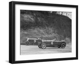 Sunbeam of BO Davis and Bentley of Major H Butler racing at a BARC meeting, Brooklands, 1930-Bill Brunell-Framed Photographic Print