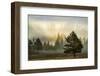 Sunbeams over trees, Midway Geyser Basin, Yellowstone National Park, Wyoming-Adam Jones-Framed Photographic Print