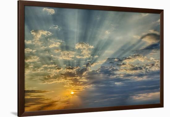 Sunbeams streaming through clouds at sunset, Cincinnati, Ohio-Adam Jones-Framed Photographic Print