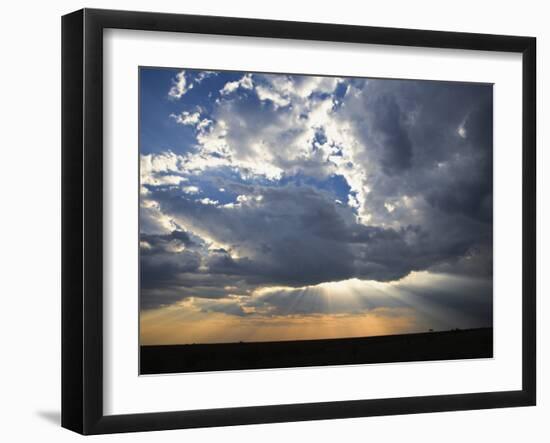 Sunbeams Streaming through Clouds, Masai Mara Game Reserve, Kenya-Adam Jones-Framed Photographic Print