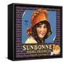 Sunbonnet Brand - Lindsay, California - Citrus Crate Label-Lantern Press-Framed Stretched Canvas