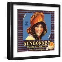 Sunbonnet Brand - Lindsay, California - Citrus Crate Label-Lantern Press-Framed Art Print