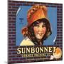 Sunbonnet Brand - Lindsay, California - Citrus Crate Label-Lantern Press-Mounted Art Print