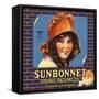 Sunbonnet Brand - Lindsay, California - Citrus Crate Label-Lantern Press-Framed Stretched Canvas