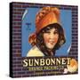 Sunbonnet Brand - Lindsay, California - Citrus Crate Label-Lantern Press-Stretched Canvas