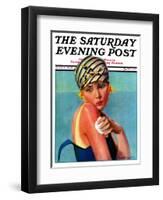 "Sunburned Sunbather," Saturday Evening Post Cover, July 6, 1929-Penrhyn Stanlaws-Framed Giclee Print