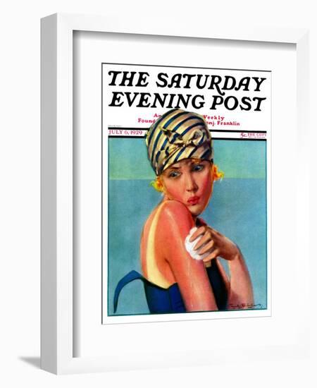 "Sunburned Sunbather," Saturday Evening Post Cover, July 6, 1929-Penrhyn Stanlaws-Framed Giclee Print