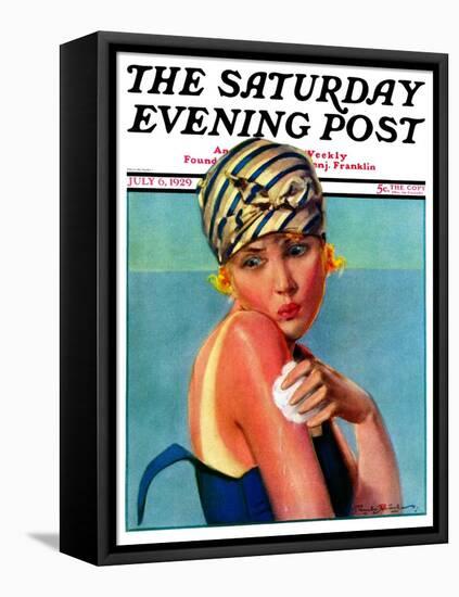"Sunburned Sunbather," Saturday Evening Post Cover, July 6, 1929-Penrhyn Stanlaws-Framed Stretched Canvas