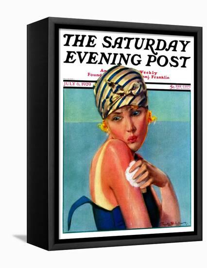 "Sunburned Sunbather," Saturday Evening Post Cover, July 6, 1929-Penrhyn Stanlaws-Framed Stretched Canvas