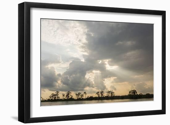 Sunburst through clouds on the Pacaya River, Upper Amazon River Basin, Loreto, Peru, South America-Michael Nolan-Framed Photographic Print