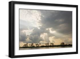 Sunburst through clouds on the Pacaya River, Upper Amazon River Basin, Loreto, Peru, South America-Michael Nolan-Framed Photographic Print