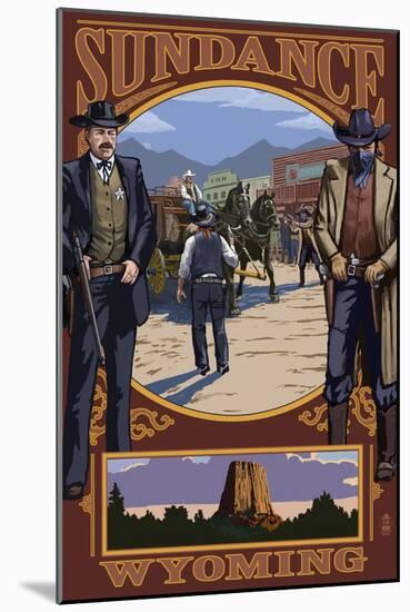 Sundance, Wyoming - Shootout Scene-Lantern Press-Mounted Art Print