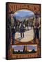 Sundance, Wyoming - Shootout Scene-Lantern Press-Framed Stretched Canvas
