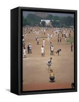 Sunday Cricket, New Delhi, India-David Lomax-Framed Stretched Canvas