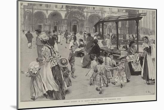 Sunday Evening in St Mark's Square, Venice, the Children's Hour-null-Mounted Giclee Print