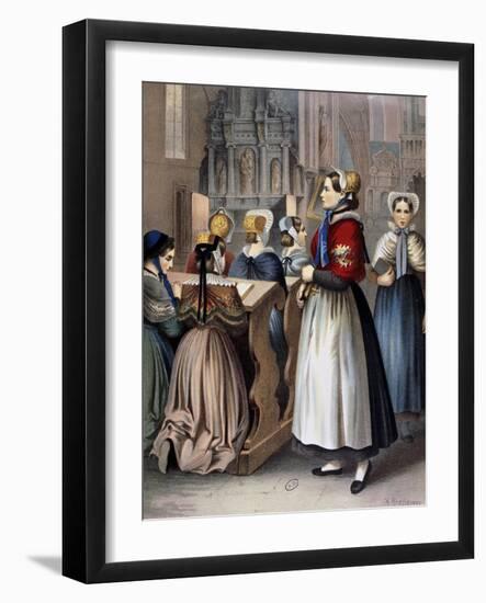 Sunday Mass, 1870, Germany-null-Framed Giclee Print