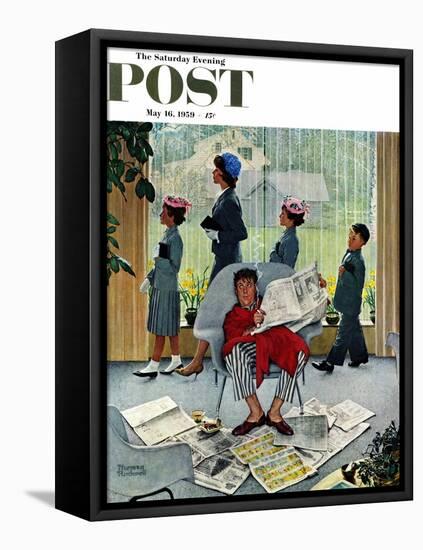 "Sunday Morning" Saturday Evening Post Cover, May 16,1959-Norman Rockwell-Framed Stretched Canvas