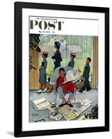 "Sunday Morning" Saturday Evening Post Cover, May 16,1959-Norman Rockwell-Framed Giclee Print