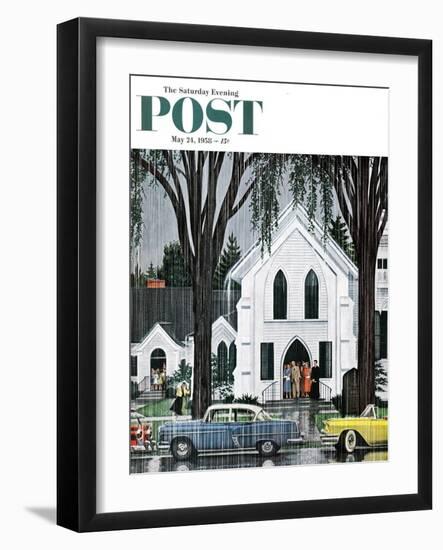 "Sunday Rain" Saturday Evening Post Cover, May 24, 1958-E. Melbourne Brindle-Framed Giclee Print