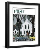 "Sunday Rain" Saturday Evening Post Cover, May 24, 1958-E. Melbourne Brindle-Framed Premium Giclee Print