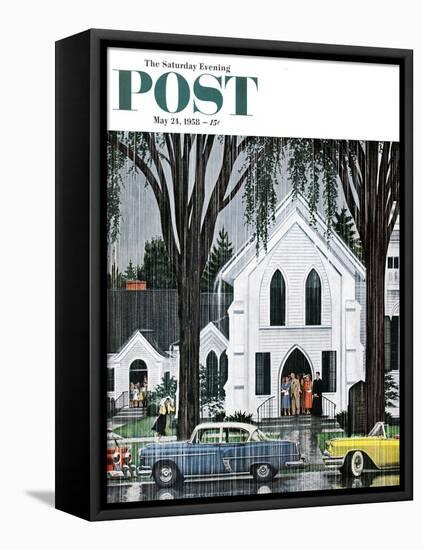 "Sunday Rain" Saturday Evening Post Cover, May 24, 1958-E. Melbourne Brindle-Framed Stretched Canvas