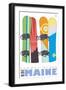 Sunday River, Maine, Snowboards in the Snow-Lantern Press-Framed Art Print
