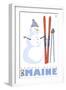 Sunday River, Maine, Snowman with Skis-Lantern Press-Framed Art Print