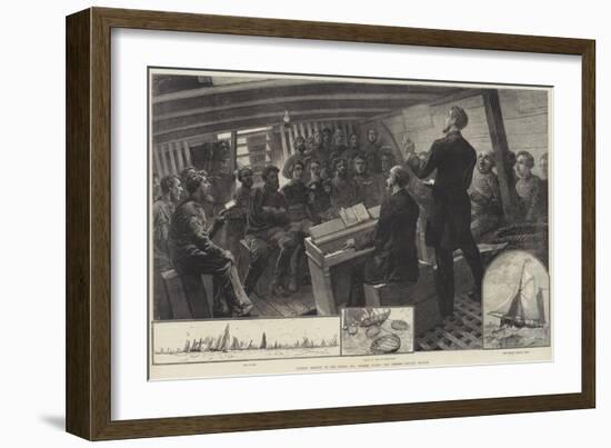 Sunday Service in the North Sea Fishing Fleet, the Thames Church Mission-null-Framed Giclee Print