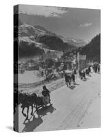 Sunday Sleigh-Rides in Snow-Covered Winter-Resort Village St. Moritz-Alfred Eisenstaedt-Stretched Canvas