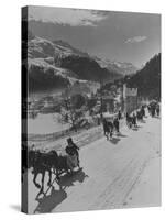 Sunday Sleigh-Rides in Snow-Covered Winter-Resort Village St. Moritz-Alfred Eisenstaedt-Stretched Canvas