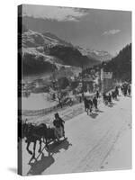 Sunday Sleigh-Rides in Snow-Covered Winter-Resort Village St. Moritz-Alfred Eisenstaedt-Stretched Canvas