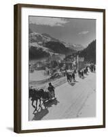 Sunday Sleigh-Rides in Snow-Covered Winter-Resort Village St. Moritz-Alfred Eisenstaedt-Framed Photographic Print