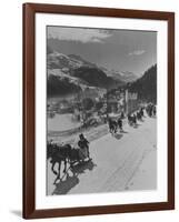 Sunday Sleigh-Rides in Snow-Covered Winter-Resort Village St. Moritz-Alfred Eisenstaedt-Framed Photographic Print