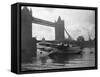 Sunderland Flying Boat Being Displayed by Tower Bridge-null-Framed Stretched Canvas