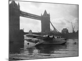 Sunderland Flying Boat Being Displayed by Tower Bridge-null-Mounted Photographic Print