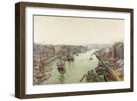 Sunderland, Holmes Wharf (Watercolour (Heightened with White) and Scratching Out on Paper)-Thomas Marie Madawaska Hemy-Framed Giclee Print