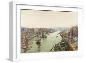 Sunderland, Holmes Wharf (Watercolour (Heightened with White) and Scratching Out on Paper)-Thomas Marie Madawaska Hemy-Framed Giclee Print