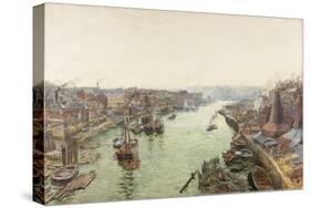 Sunderland, Holmes Wharf (Watercolour (Heightened with White) and Scratching Out on Paper)-Thomas Marie Madawaska Hemy-Stretched Canvas