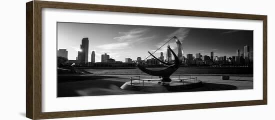 Sundial and Chicago IL BW-Steve Gadomski-Framed Photographic Print