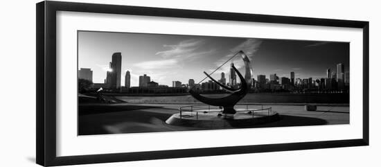 Sundial and Chicago IL BW-Steve Gadomski-Framed Photographic Print