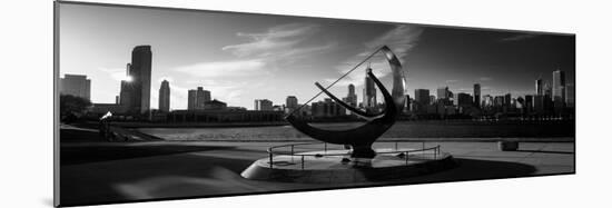 Sundial and Chicago IL BW-Steve Gadomski-Mounted Photographic Print