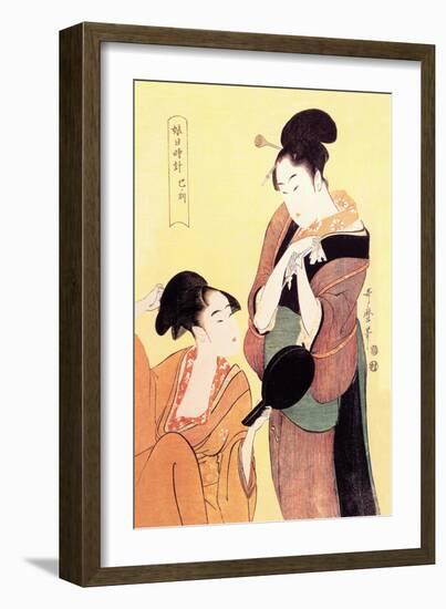 Sundial Maidens: The Hour of the Snake-Kitagawa Utamaro-Framed Art Print