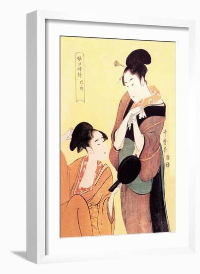 Sundial Maidens: The Hour of the Snake-Kitagawa Utamaro-Framed Art Print