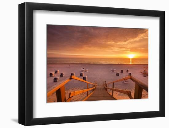 Sundown at Beach, Sylt Island, Northern Frisia, Schleswig-Holstein, Germany-Sabine Lubenow-Framed Photographic Print