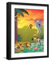 Sundown at the Water Hole - Jack & Jill-Gary LaCoste-Framed Giclee Print