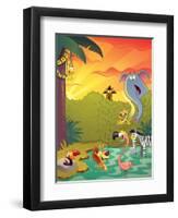 Sundown at the Water Hole - Jack & Jill-Gary LaCoste-Framed Premium Giclee Print